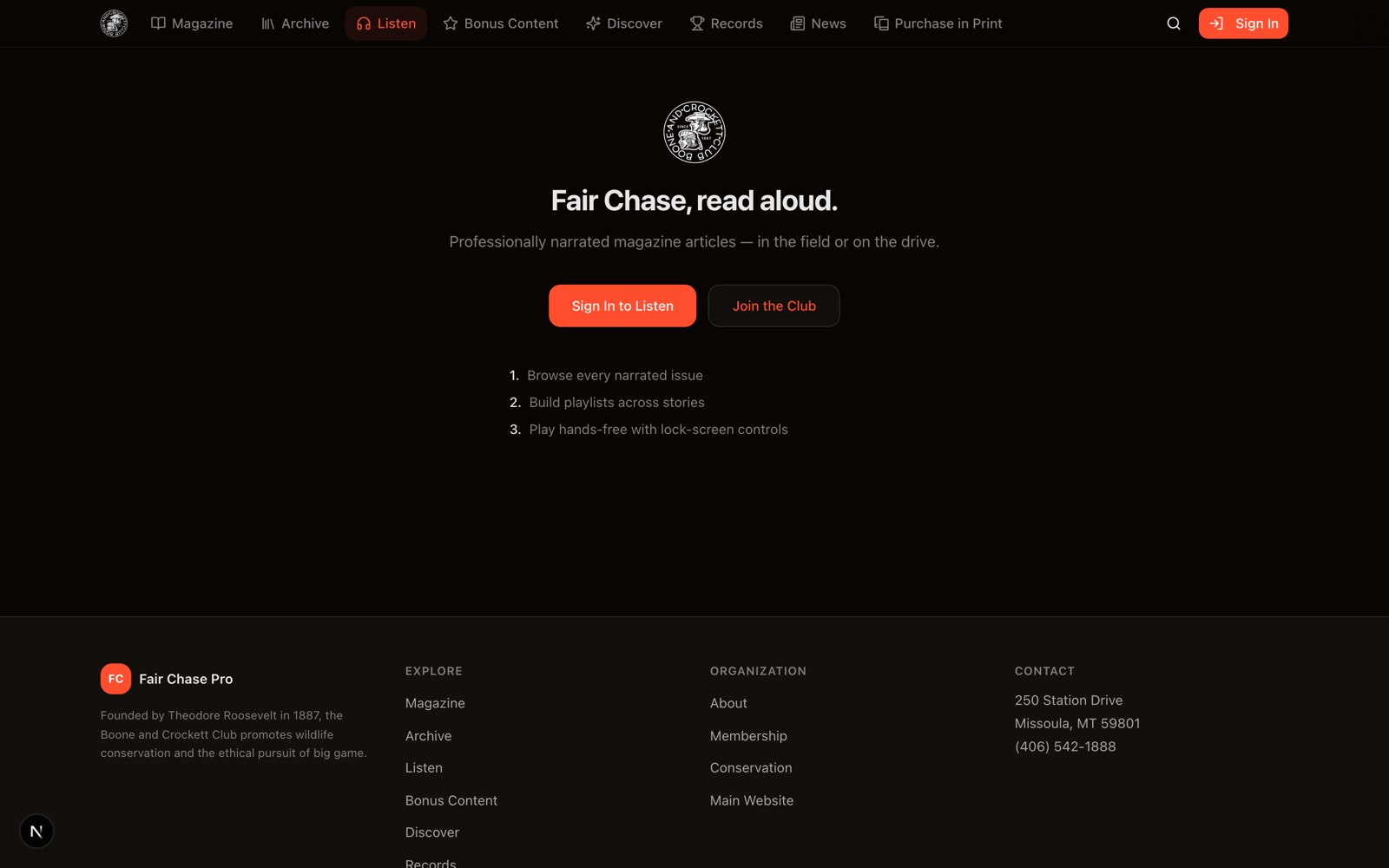 Listen page