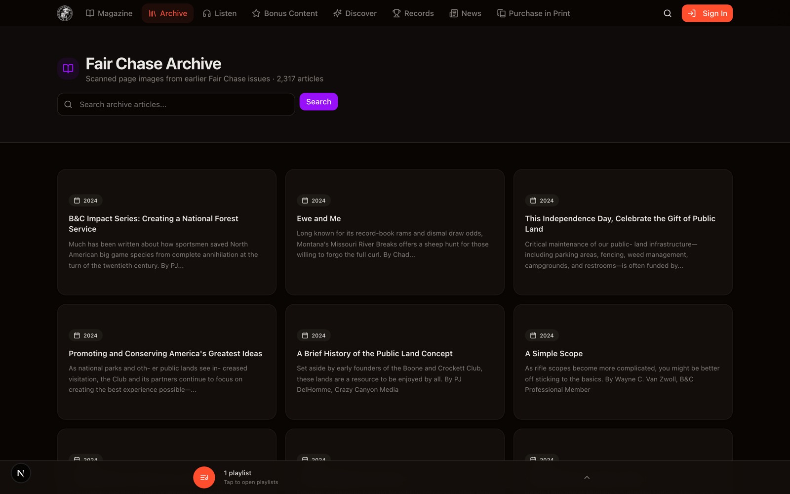 Archive page