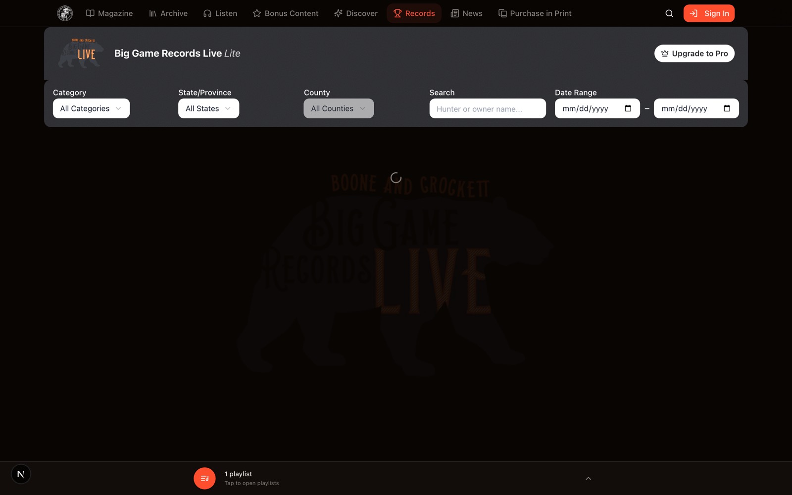 Records search page