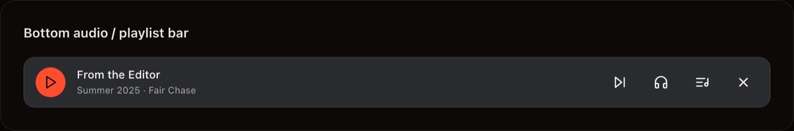 Bottom audio playlist bar