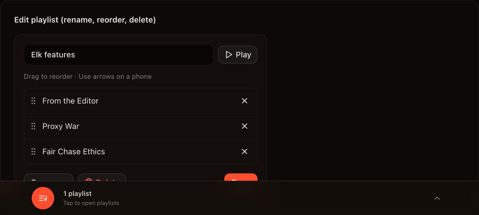 Edit playlist